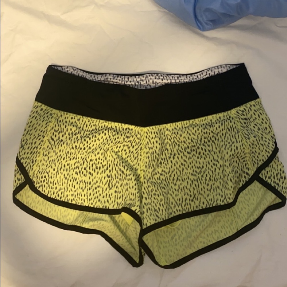 GREEN DOTTED LULULEMON SHORTS